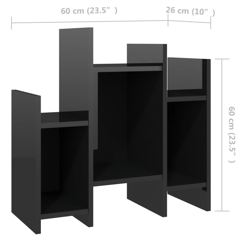 vidaXL kummut, kõrgläikega must, 60 x 26 x 60 cm, puitlaastplaat