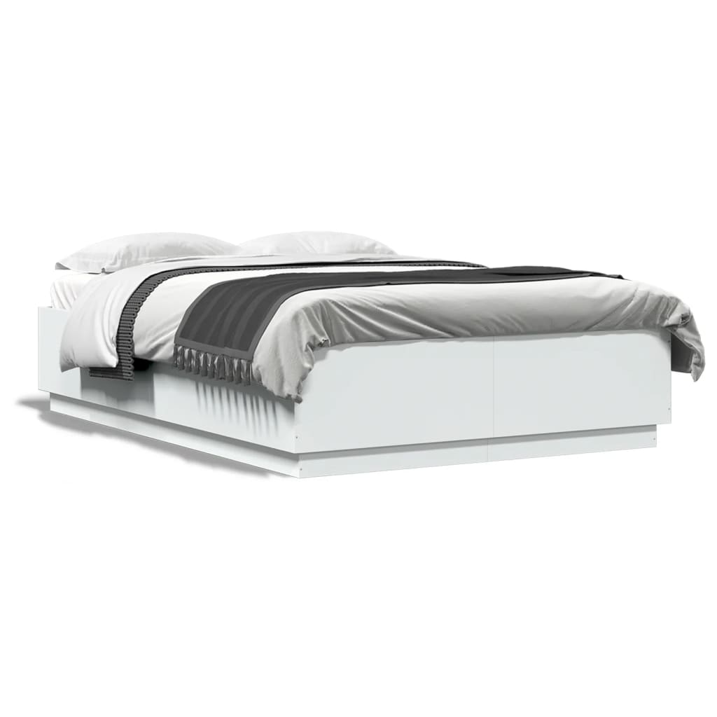 vidaXL sahtlitega LED-tuledega, valge, 120 x 200 cm, tehispuit