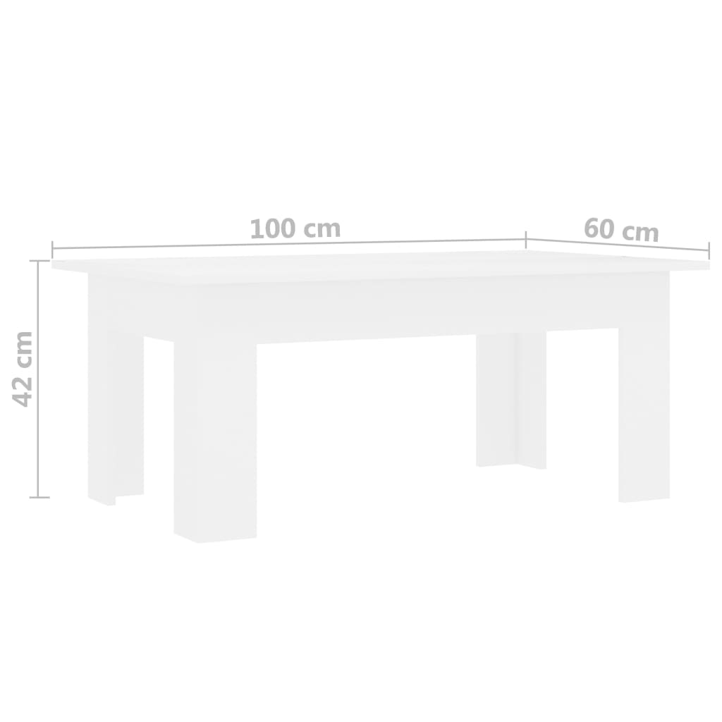 vidaXL kohvilaud, valge, 100 x 60 x 42 cm puitlaastplaat