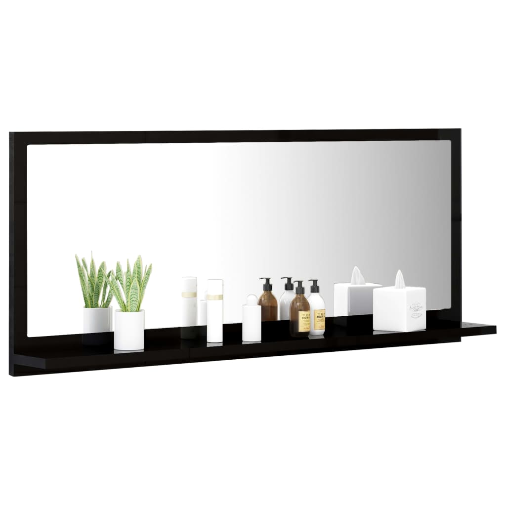 vidaXL vannitoa peeglikapp, kõrgläikega must, 90 x 10,5 x 37 cm, puitlaastplaat