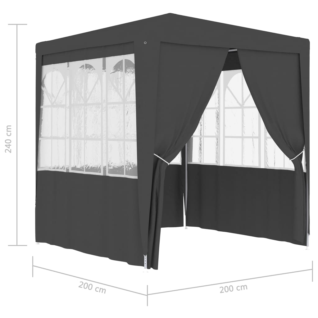 vidaXL professionaalne peotelk külgseintega, 2x2 m, antratsiit 90 g/m²