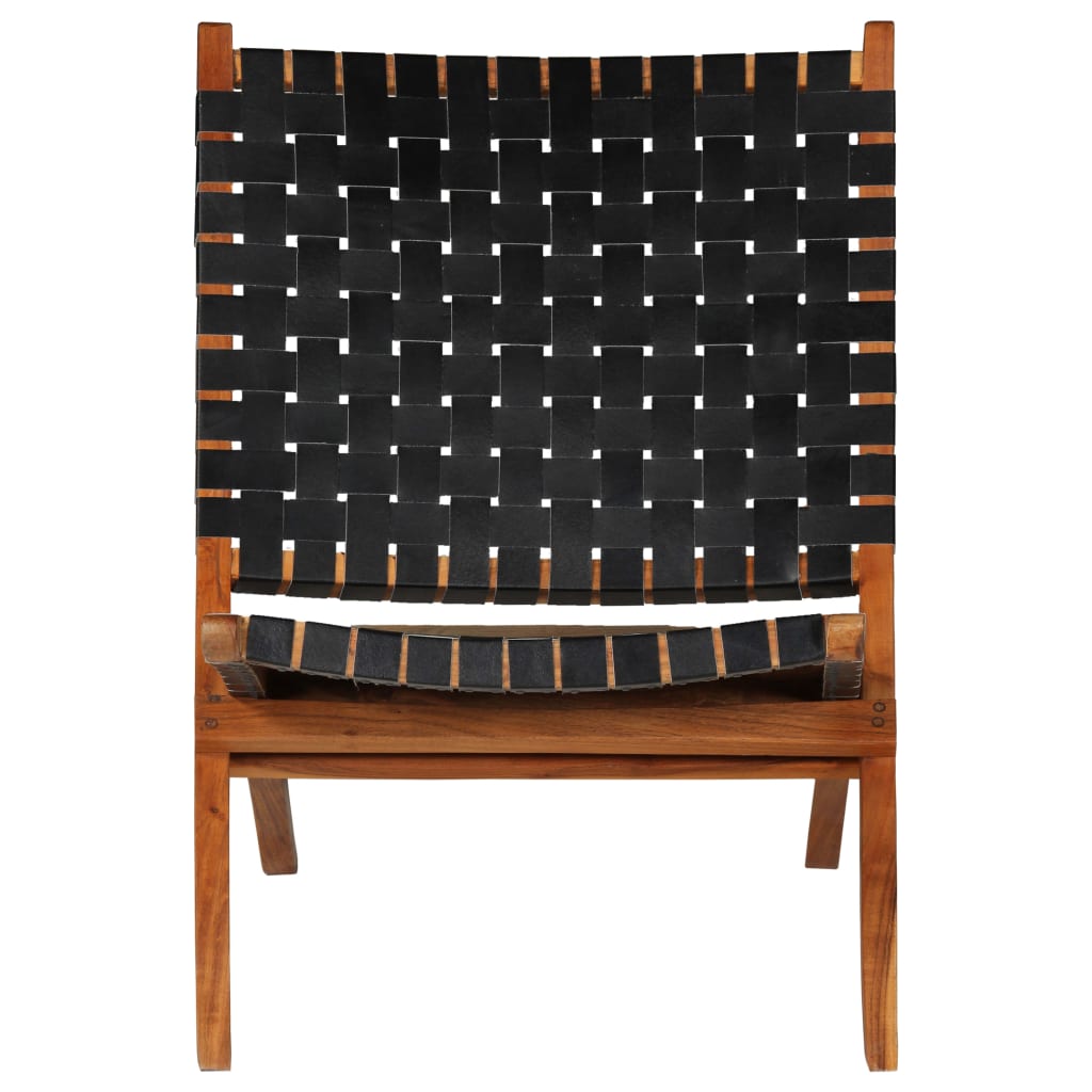 vidaXL kokkupandav tool, põimitud, must, ehtne nahk