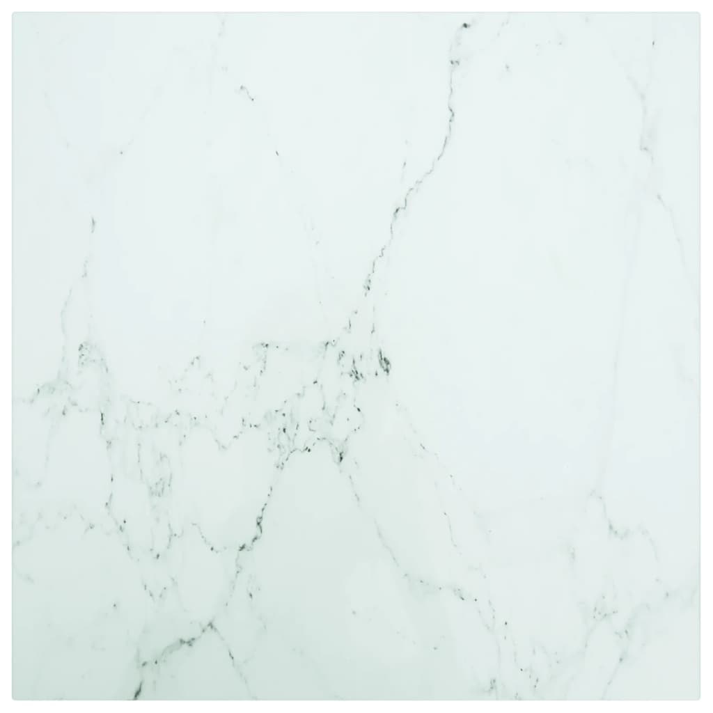 vidaXL lauaplaat, valge 50x50 cm, 6 mm, karastatud klaas marmordisain