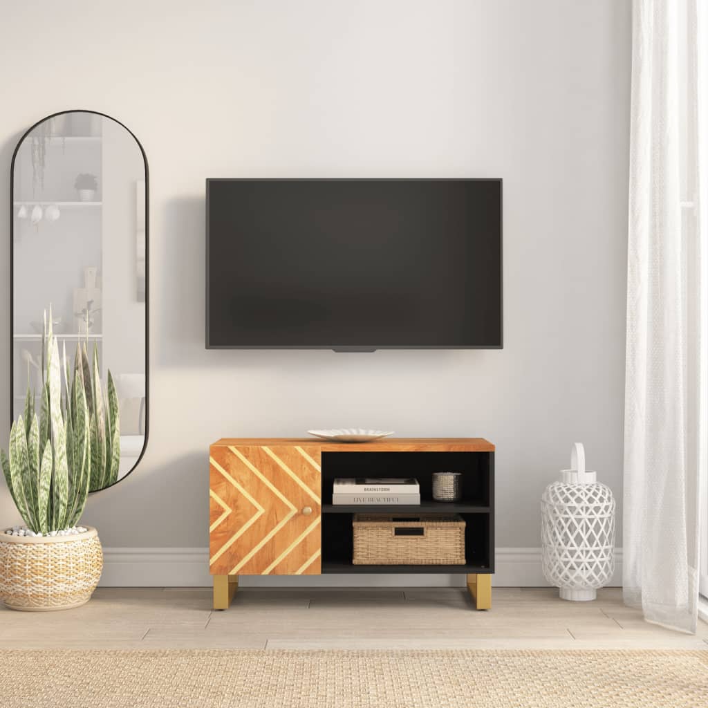 vidaXL TV kapp, pruun ja must, 80x31,5x46 cm, mangopuit