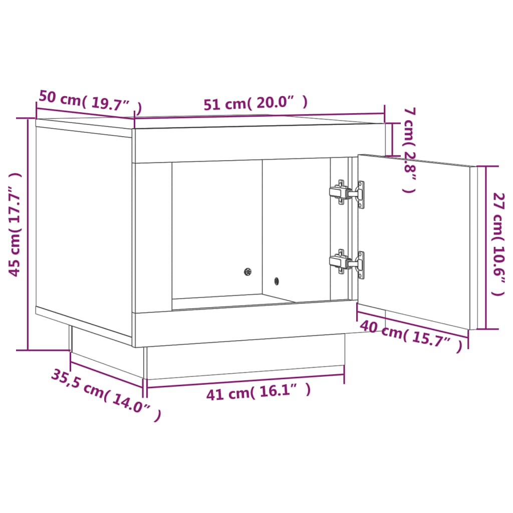 vidaXL kohvilaud, valge ja Sonoma tamm, 51x50x45 cm, tehispuit