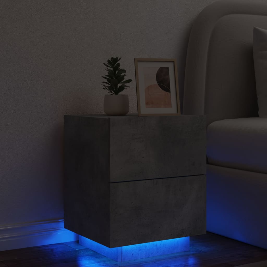 vidaXL öökapid LED-valgustusega, betoonhall, tehispuit