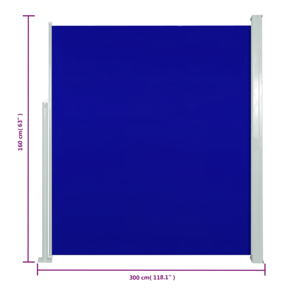 vidaXL lahtitõmmatav terrassi külgsein, 160x300 cm, sinine