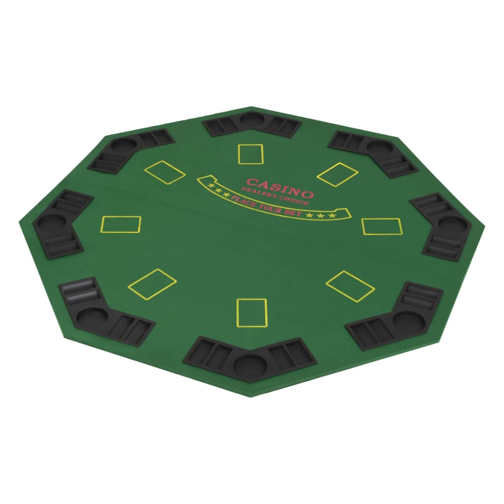 vidaXL volditav pokkeri lauaplaat 2 mängijale, kaheksanurkne, roheline