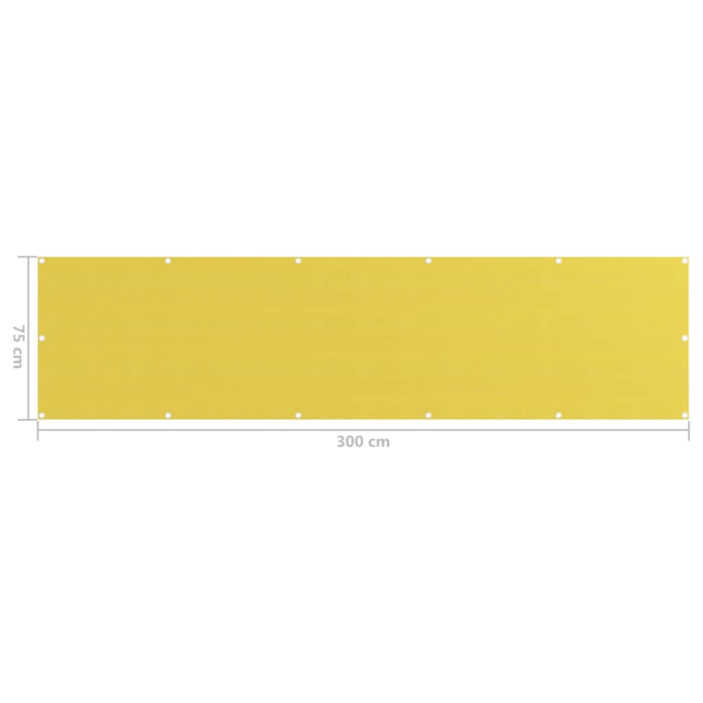 vidaXL rõdusirm, kollane, 75 x 300 cm, HDPE
