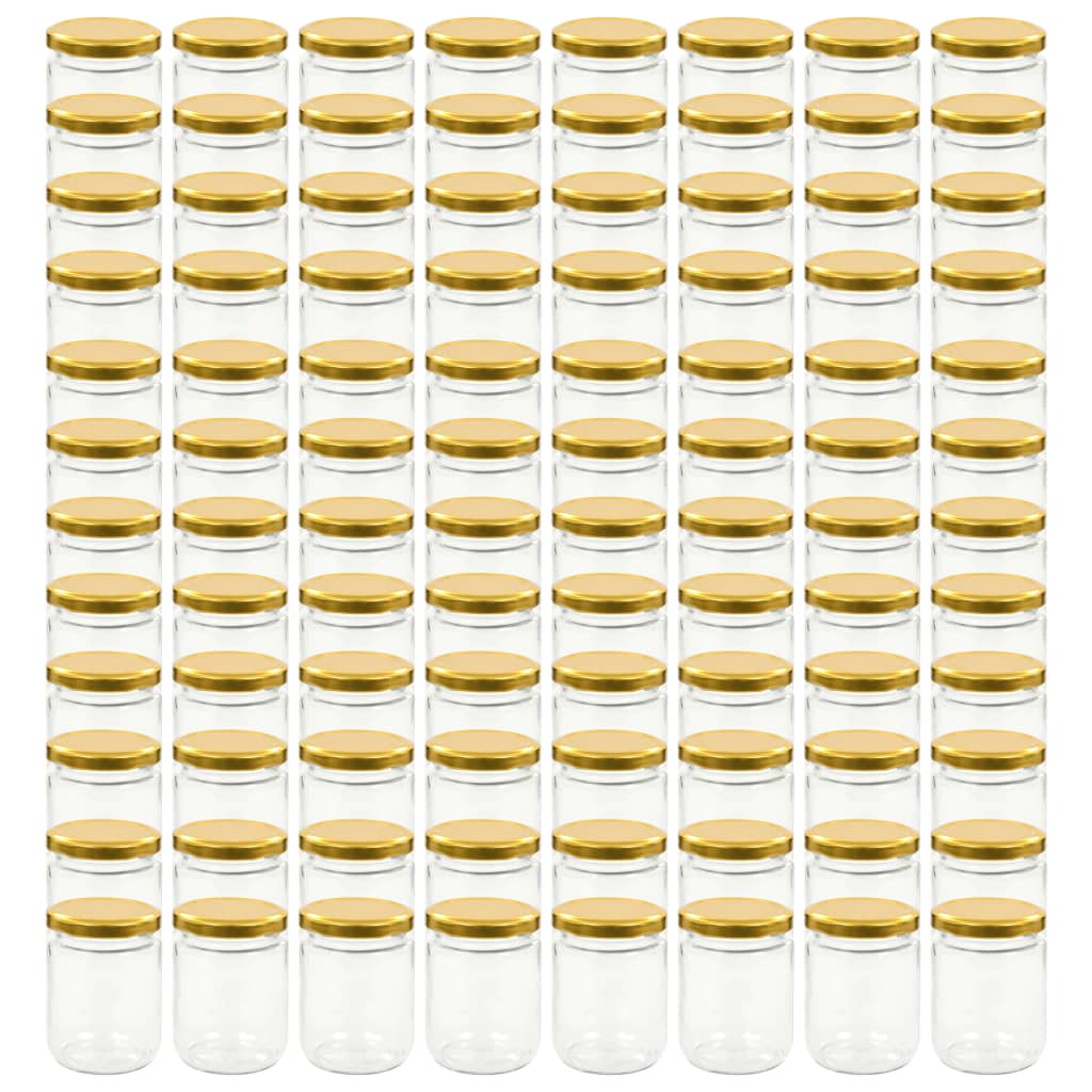 vidaXL klaasist moosipurgid kuldsete kaantega 96 tk, 230 ml