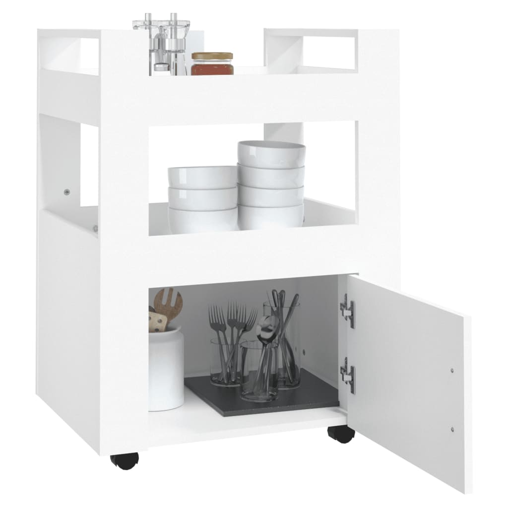 vidaXL köögikäru, valge, 60 x 45 x 80 cm, tehispuit