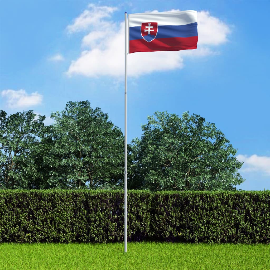 vidaXL Slovakkia lipp ja lipumast, alumiinium, 6 m