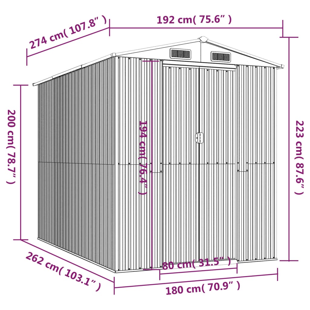 vidaXL aiakuur, tumepruun, 192x274x223 cm, tsingitud teras