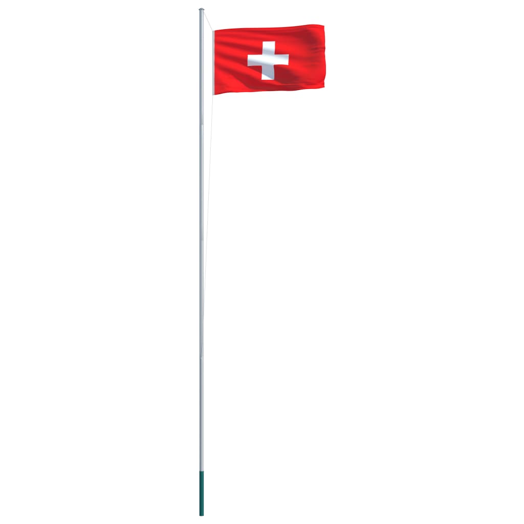 vidaXL Šveitsi lipp ja lipumast, alumiinium, 6,2 m