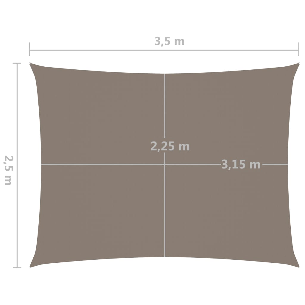 vidaXL oxford-kangast päikesepuri, ristkülik, 2,5x3,5 m pruunikashall