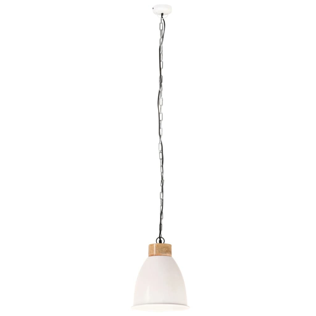 vidaXL tööstuslik laelamp, valge, raud ja täispuit, 23 cm, E27