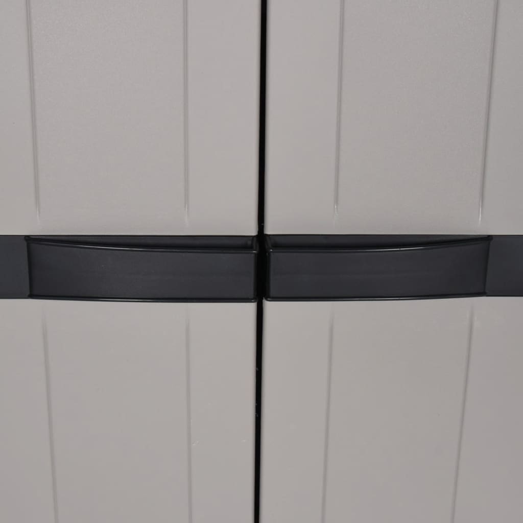 vidaXL õue hoiukapp, hall ja must, 65 x 37 x 165 cm, PP