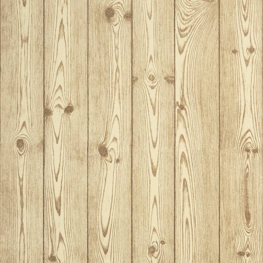 vidaXL 3D seinatapeet puidukiudude mustriga, pruun