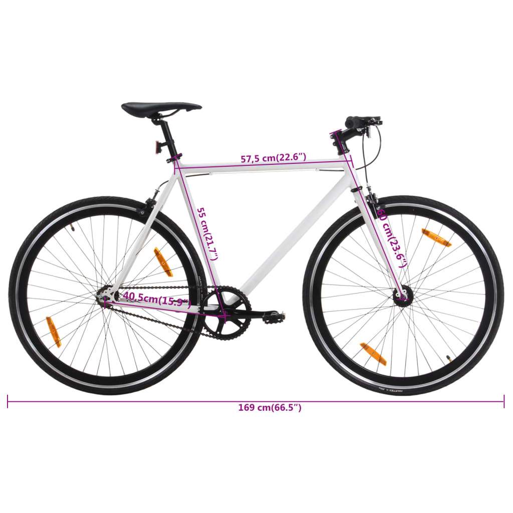 vidaXL ühekäiguline jalgratas, valge ja must, 700C 55 cm