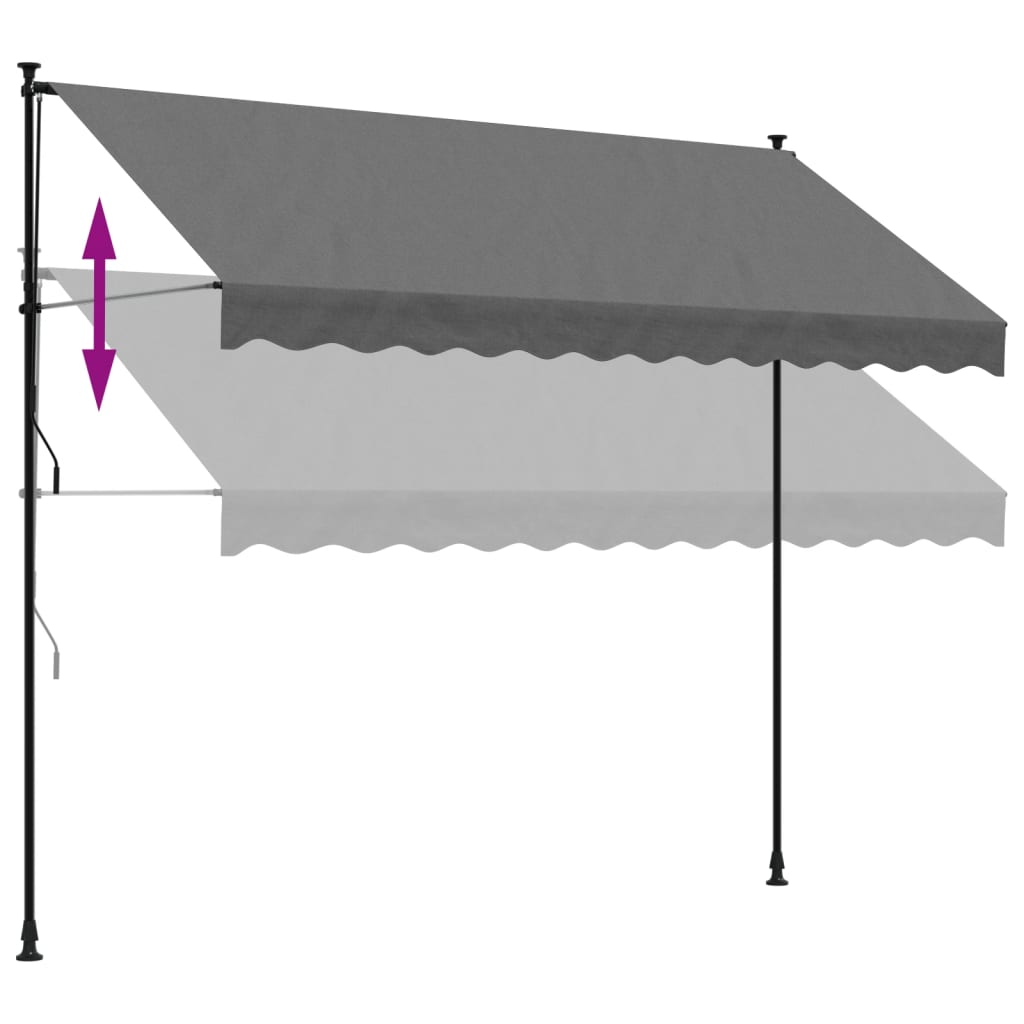 vidaXL sissetõmmatav varikatus antratsiithall, 300x150cm, kangas/teras
