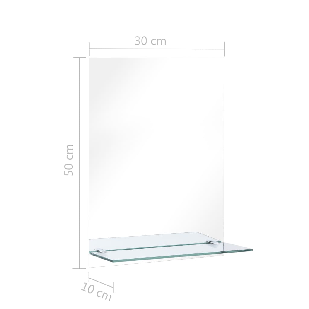 vidaXL seinapeegel riiuliga, 30 x 50 cm, karastatud klaasist