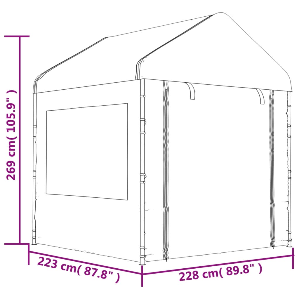 vidaXL katusega varjualune, valge, 2,28 x 2,23 x 2,69 m, polüetüleen