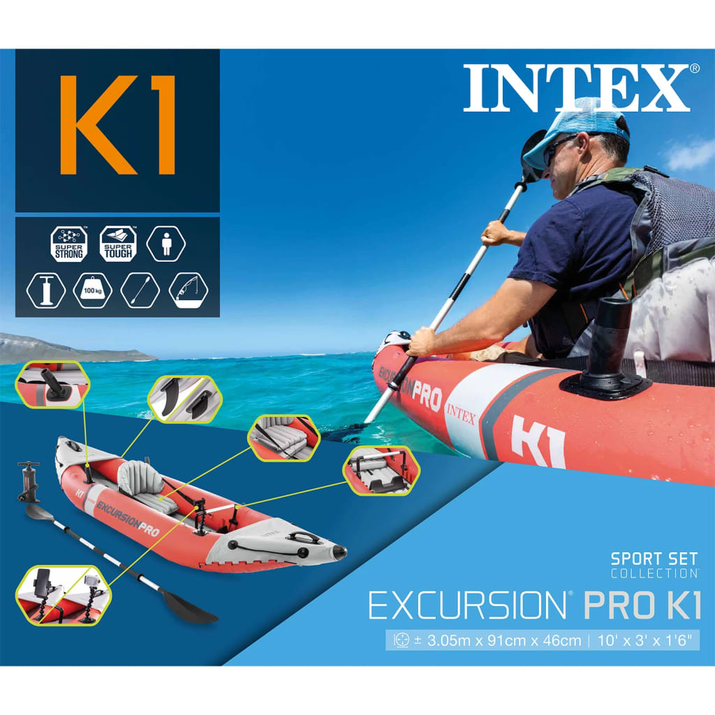 Intex täispumbatav kajak "Excursion Pro K1" 305 x 91 x 46 cm