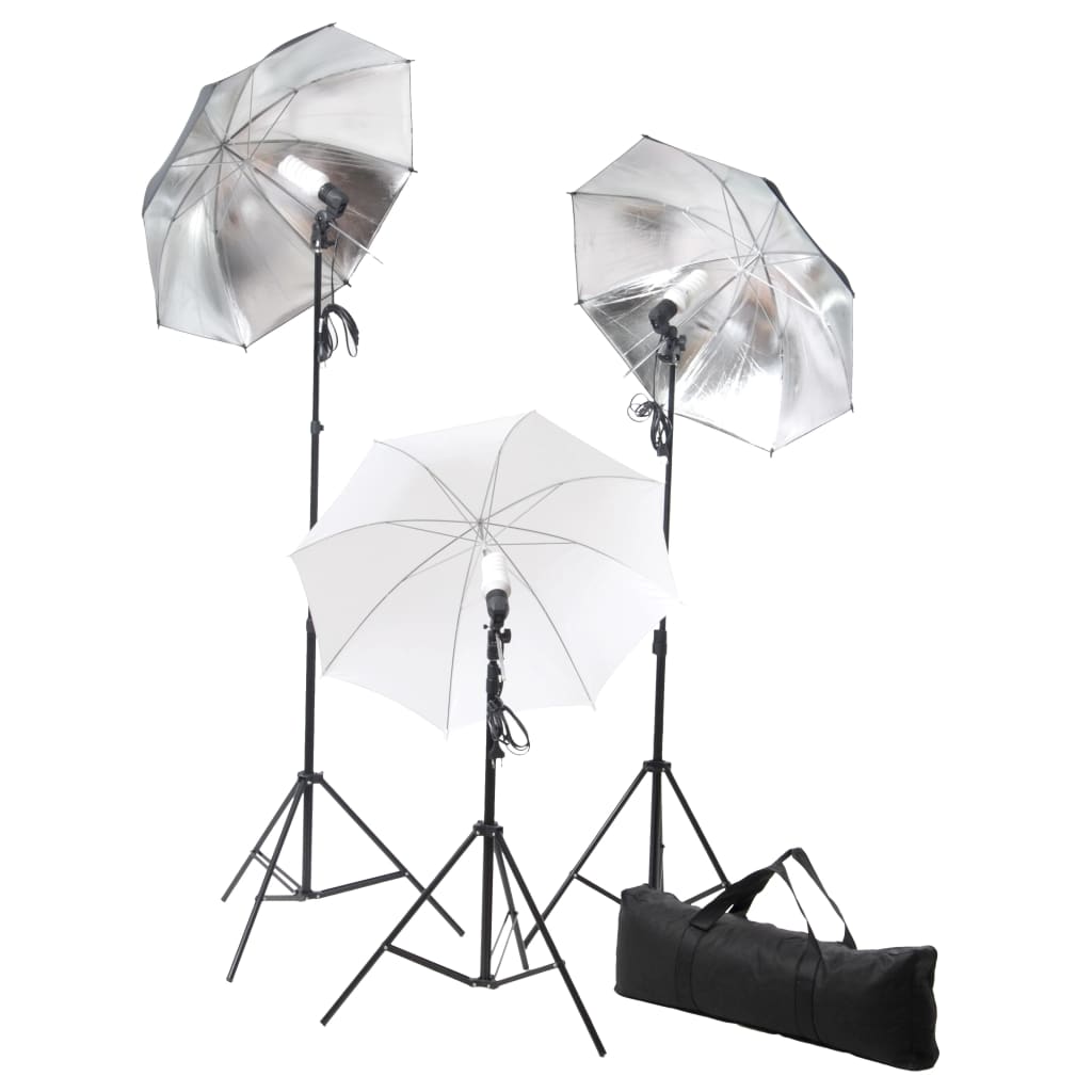 vidaXL stuudiovalgustite komplekt: 24 W kolmjalad ja vihmavarjud