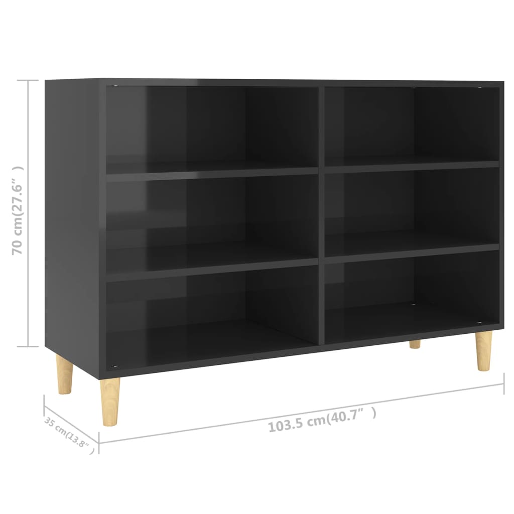 vidaXL puhvetkapp kõrgläikega must 103,5x35x70 cm, puitlaastplaat