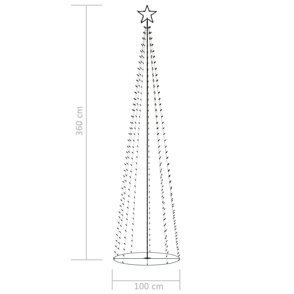 vidaXL koonusekujuline jõulupuu 400 sooja valget LEDi, 70 x 180 cm