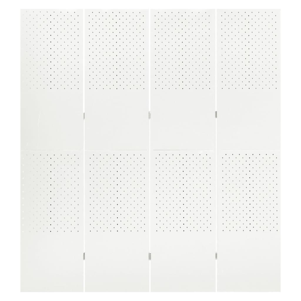 vidaXL 4 paneeliga ruumijagaja 2 tk, valge, 160 x 180 cm, teras