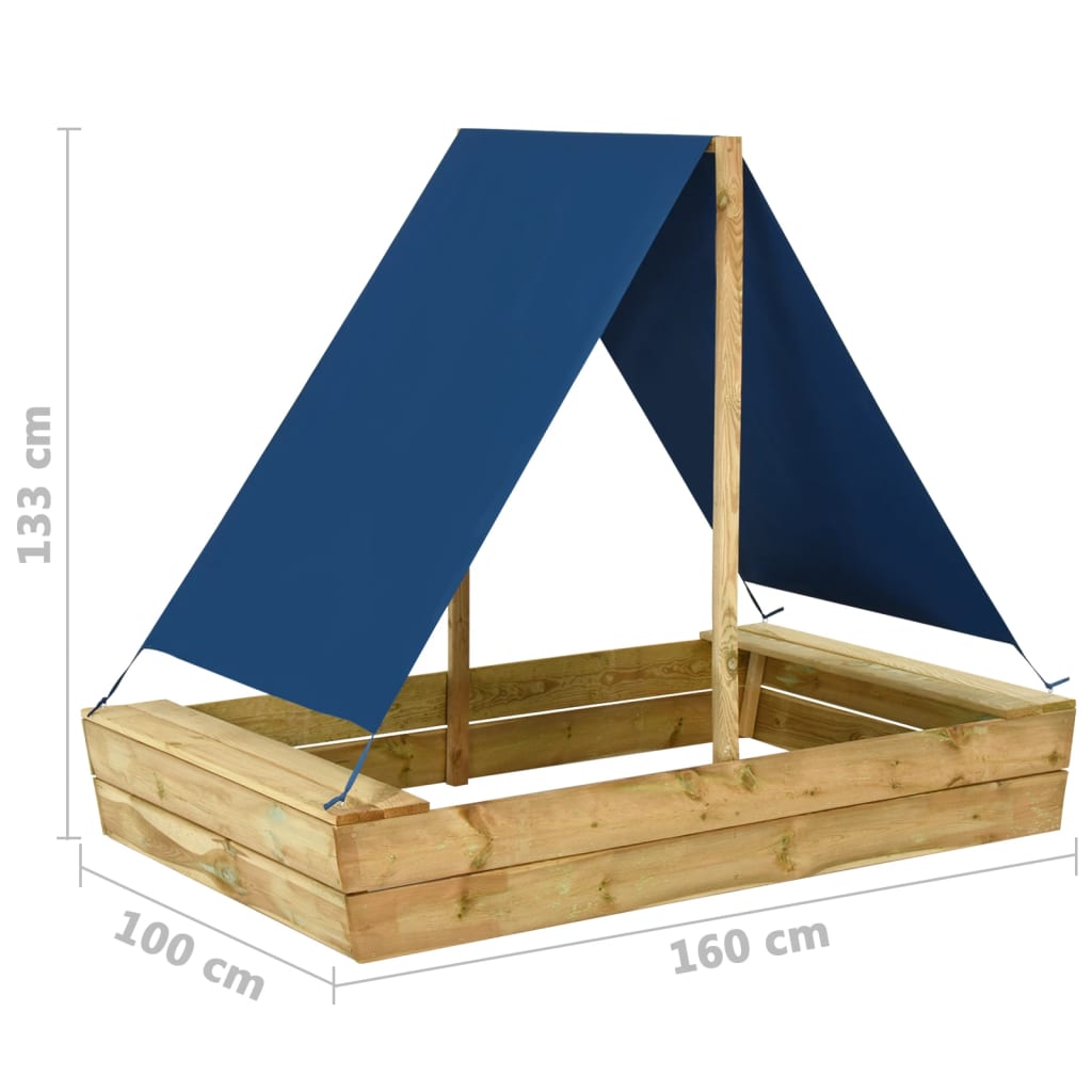 vidaXL liivakast katusega 160x100x133 cm immutatud männipuidust