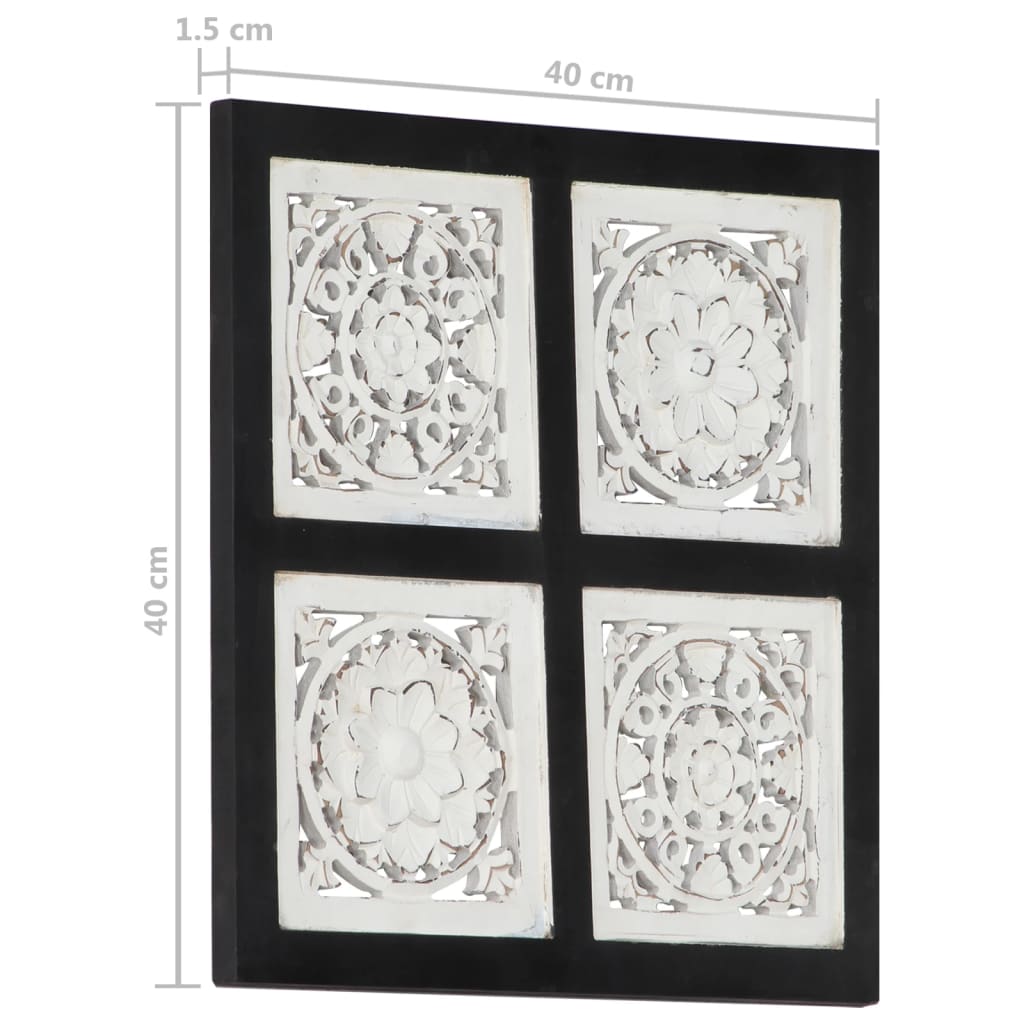 vidaXL käsitsi nikerdatud seinapaneel, MDF, 40x40x1,5 cm, must/valge