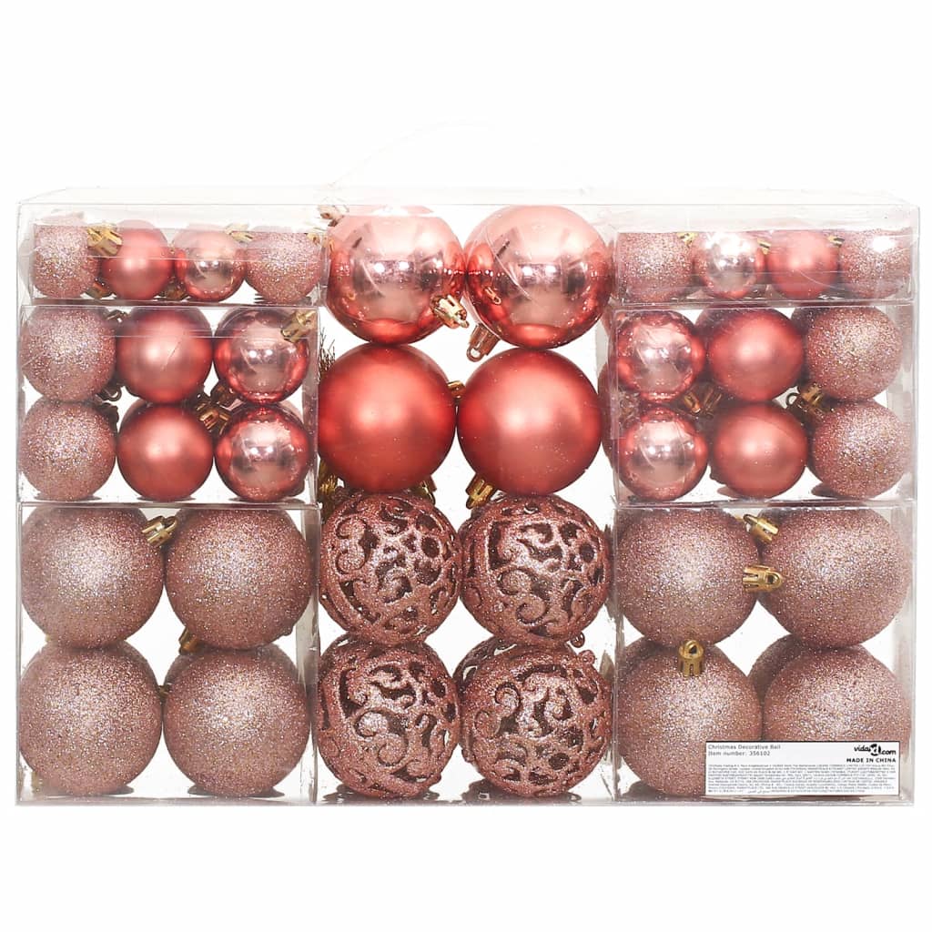 vidaXL jõulukuulid 100 tk, roosa ja heleroosa, 3/4/6 cm