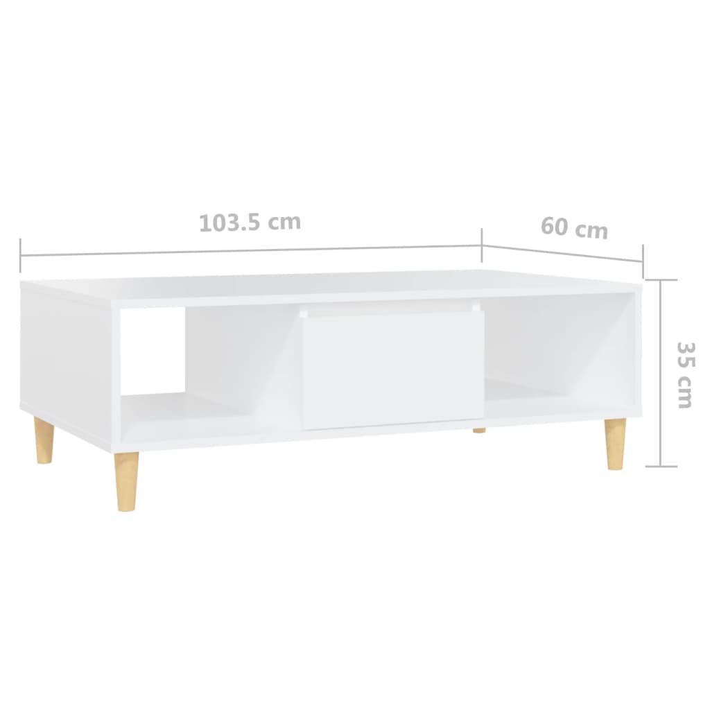 vidaXL kohvilaud, valge 103,5x60x35 cm puitlaastplaat