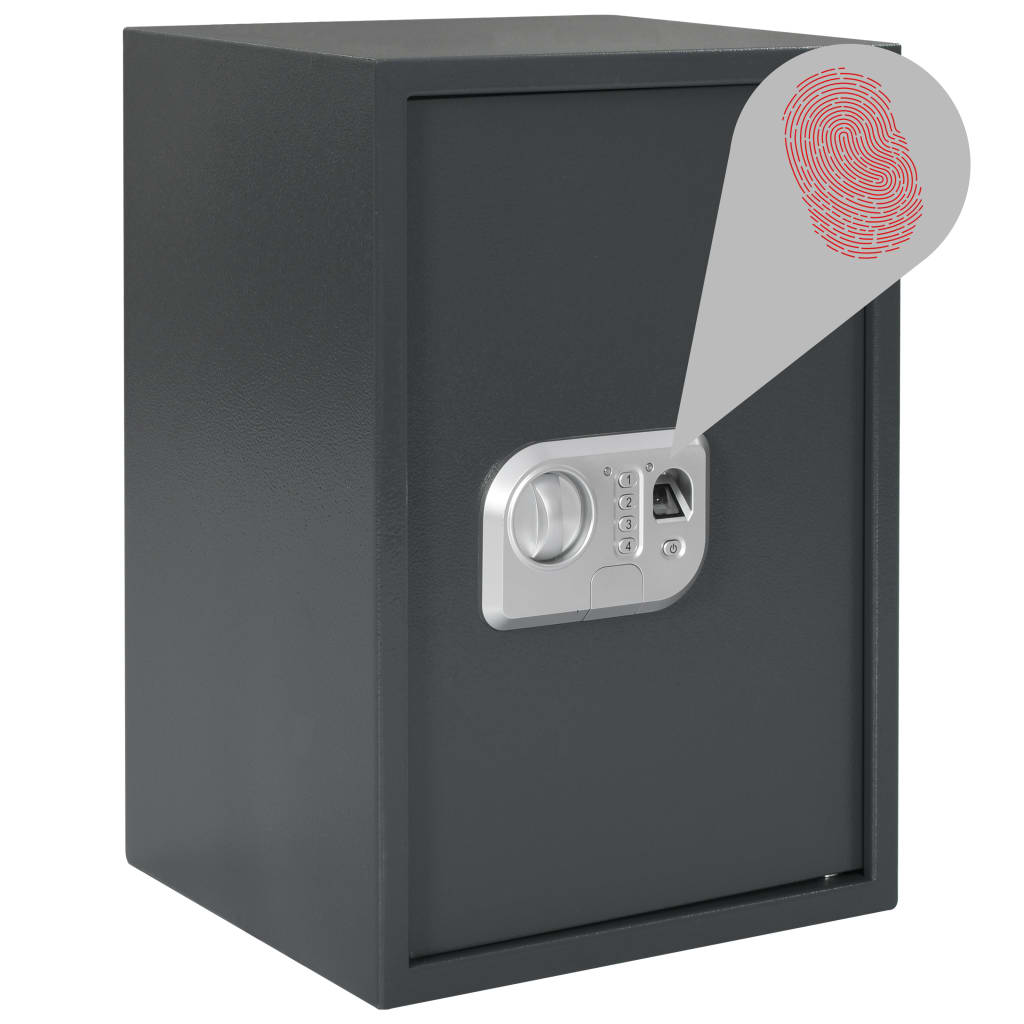 vidaXL digitaalne seif sõrmejäljelugejaga, tumehall, 35 x 31 x 50 cm