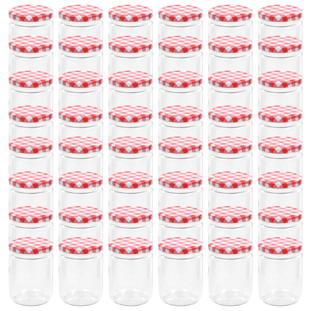vidaXL klaasist moosipurgid valge ja punase kaanega 48 tk, 230 ml