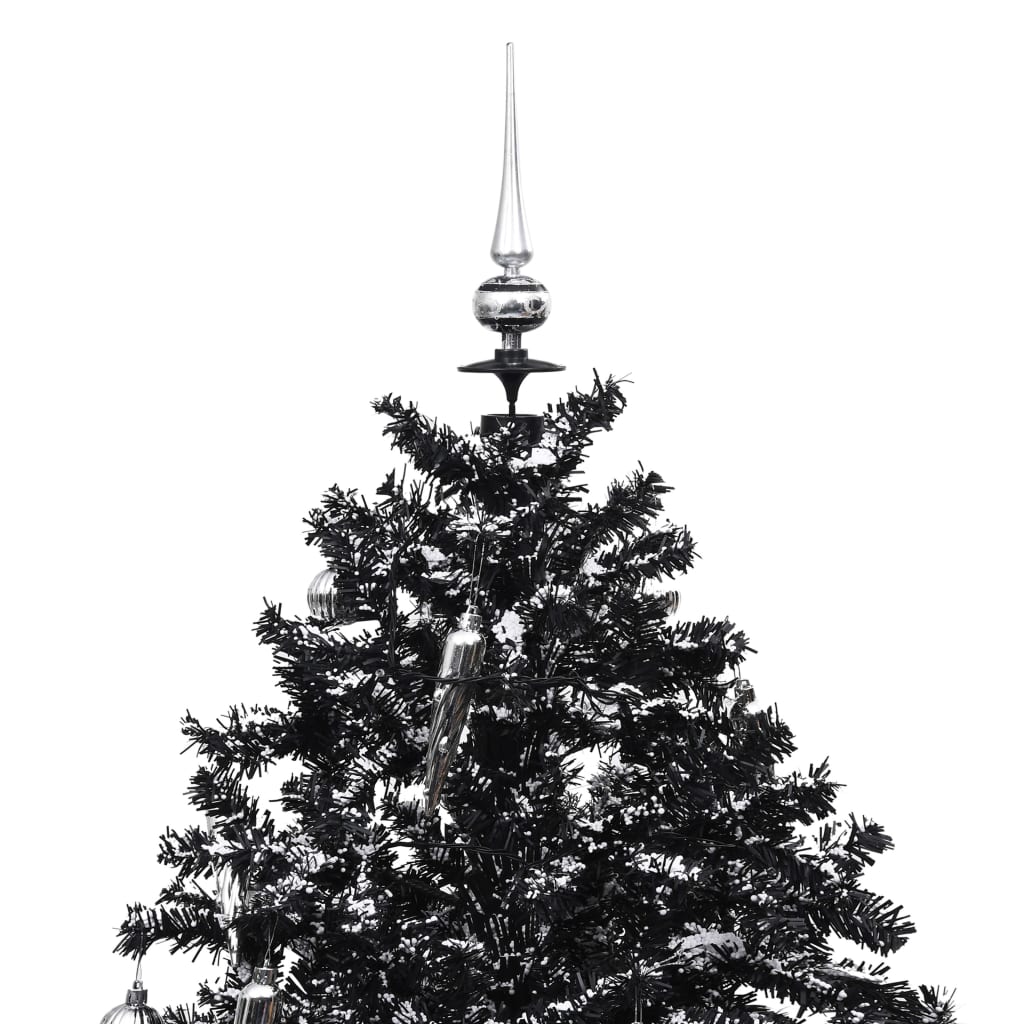vidaXL lumesajuga jõulukuusk vihmavarjualusega must 140 cm, PVC