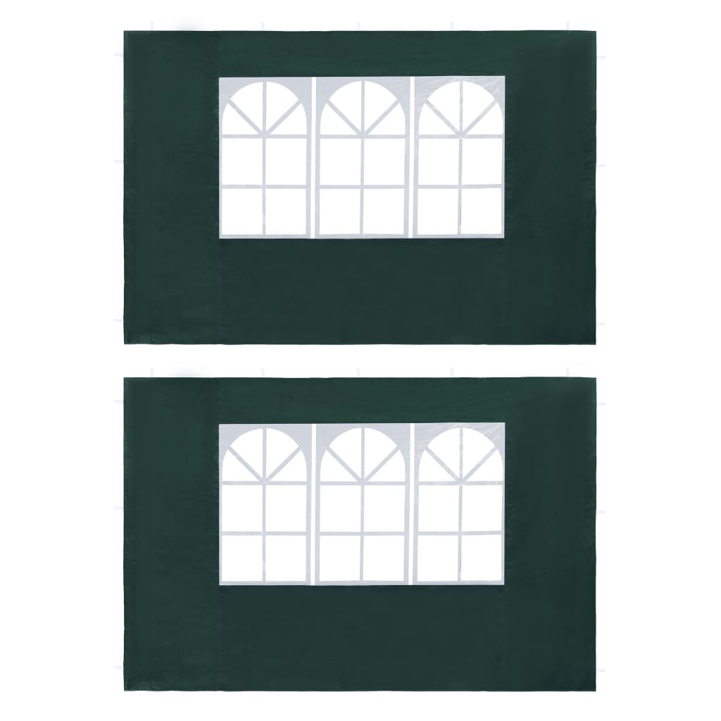 vidaXL peotelgi külgseinad 2 tk, aknaga, PE, roheline