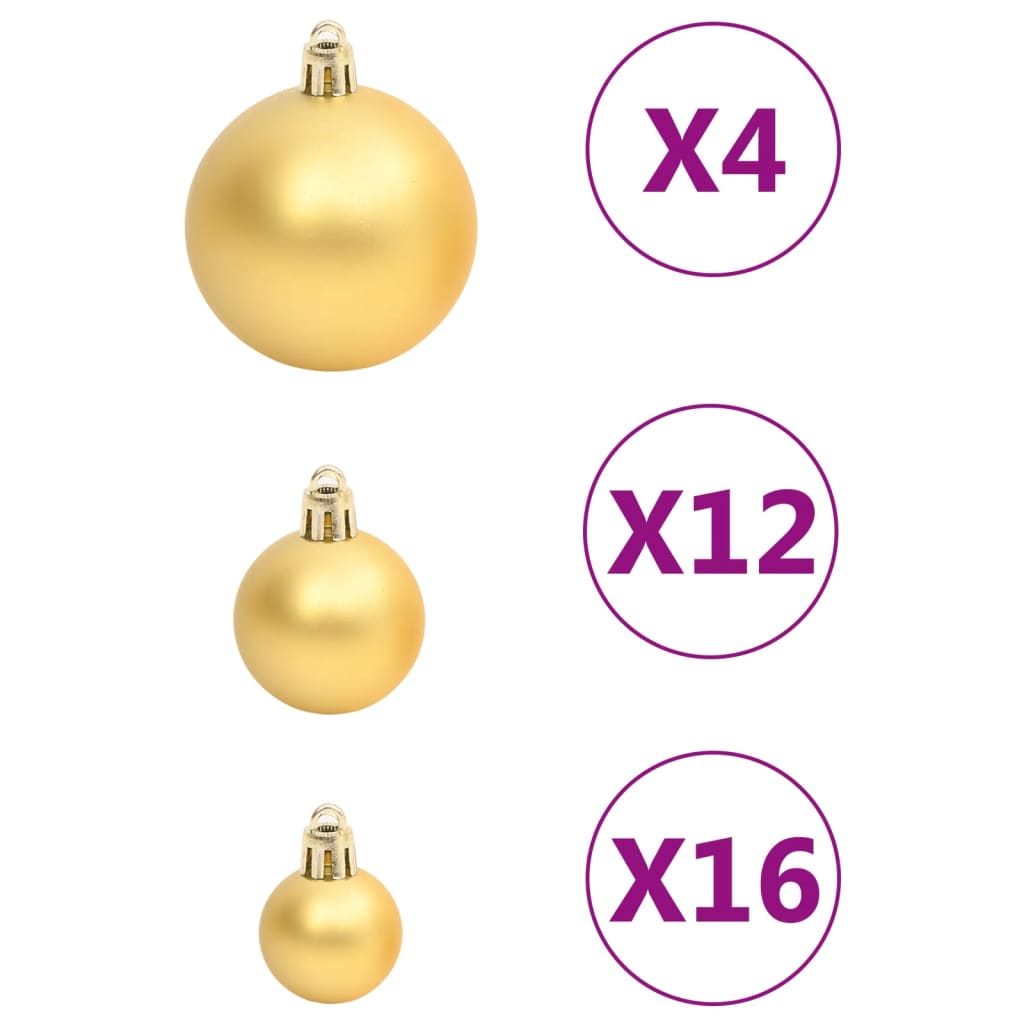 vidaXL 111-osaline jõulukuulide komplekt, kuldne, polüstüreen