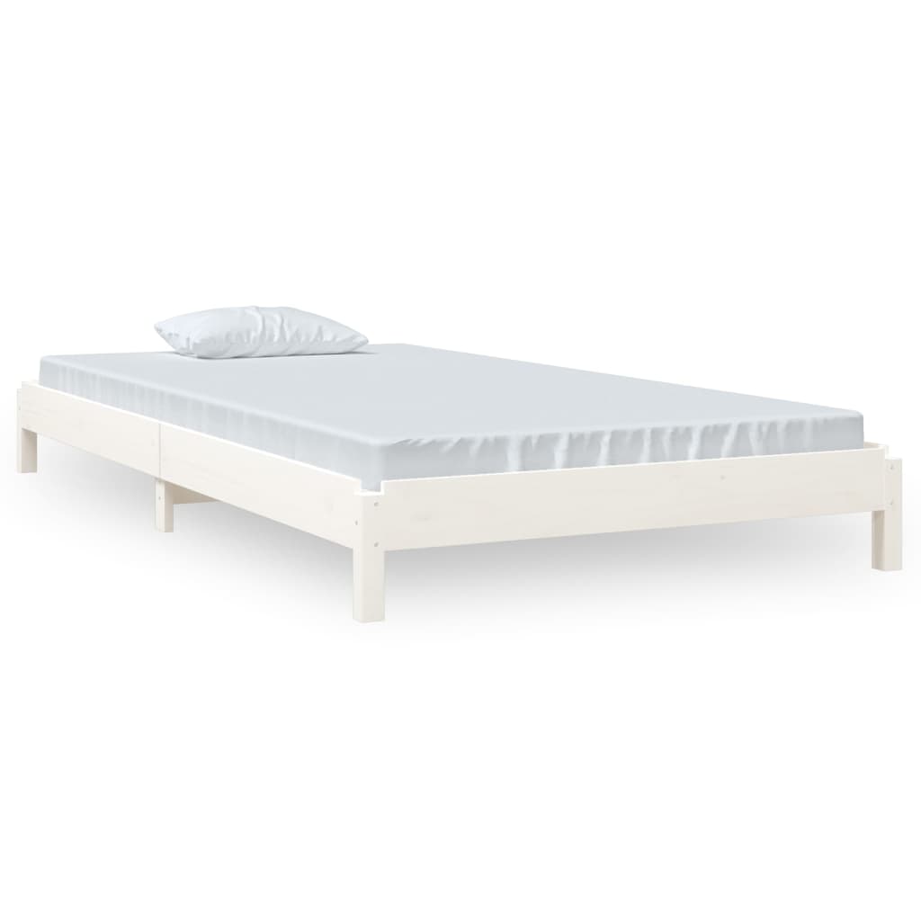 vidaXL virnastatav voodi, valge, 100 x 200 cm, männipuit