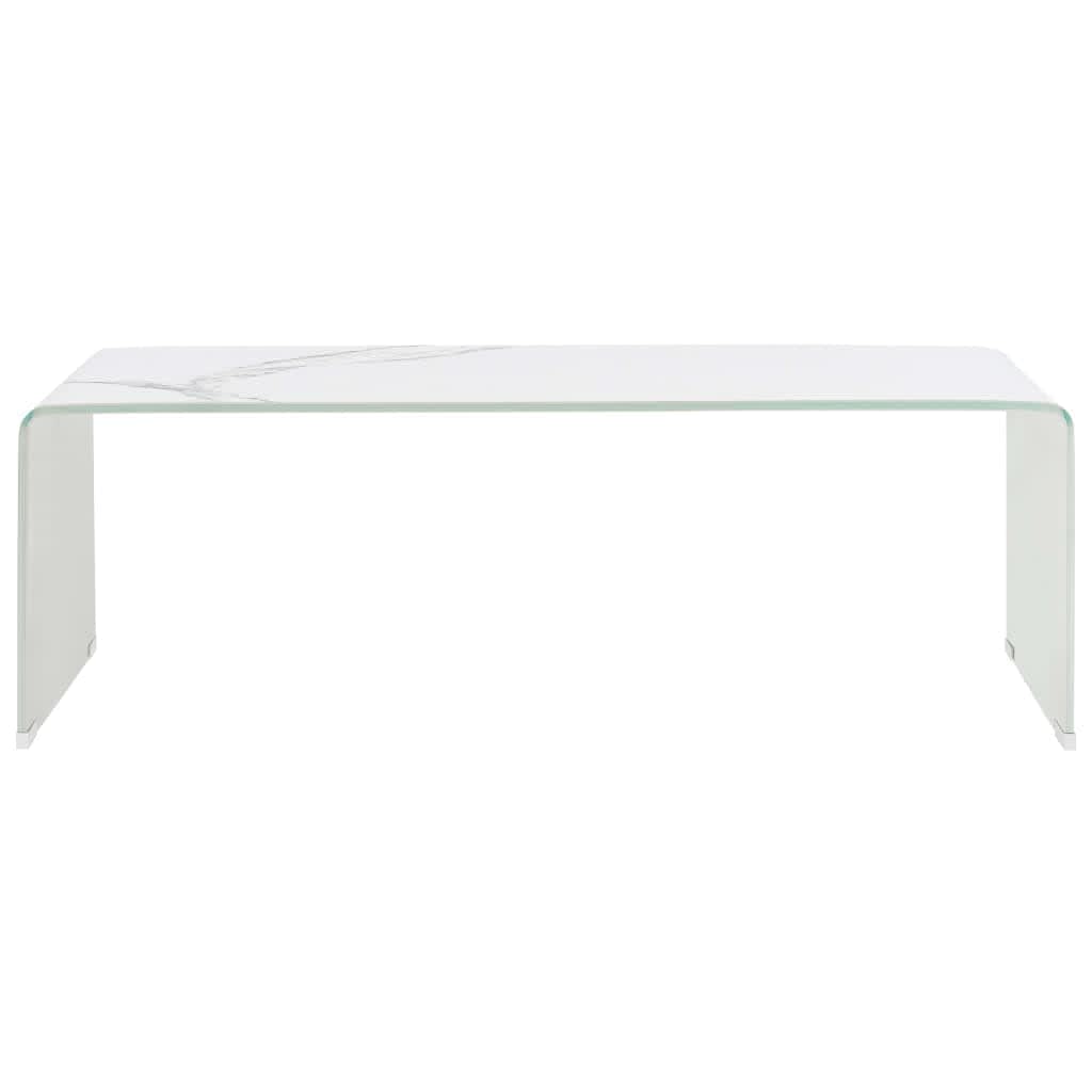 vidaXL kohvilaud valge marmor 98 x 45 x 31 cm karastatud klaas