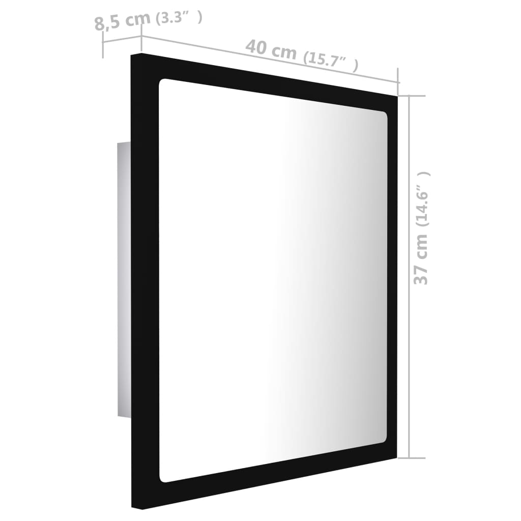 vidaXL LED vannitoa peeglikapp, must, 40 x 8,5 x 37 cm, akrüül