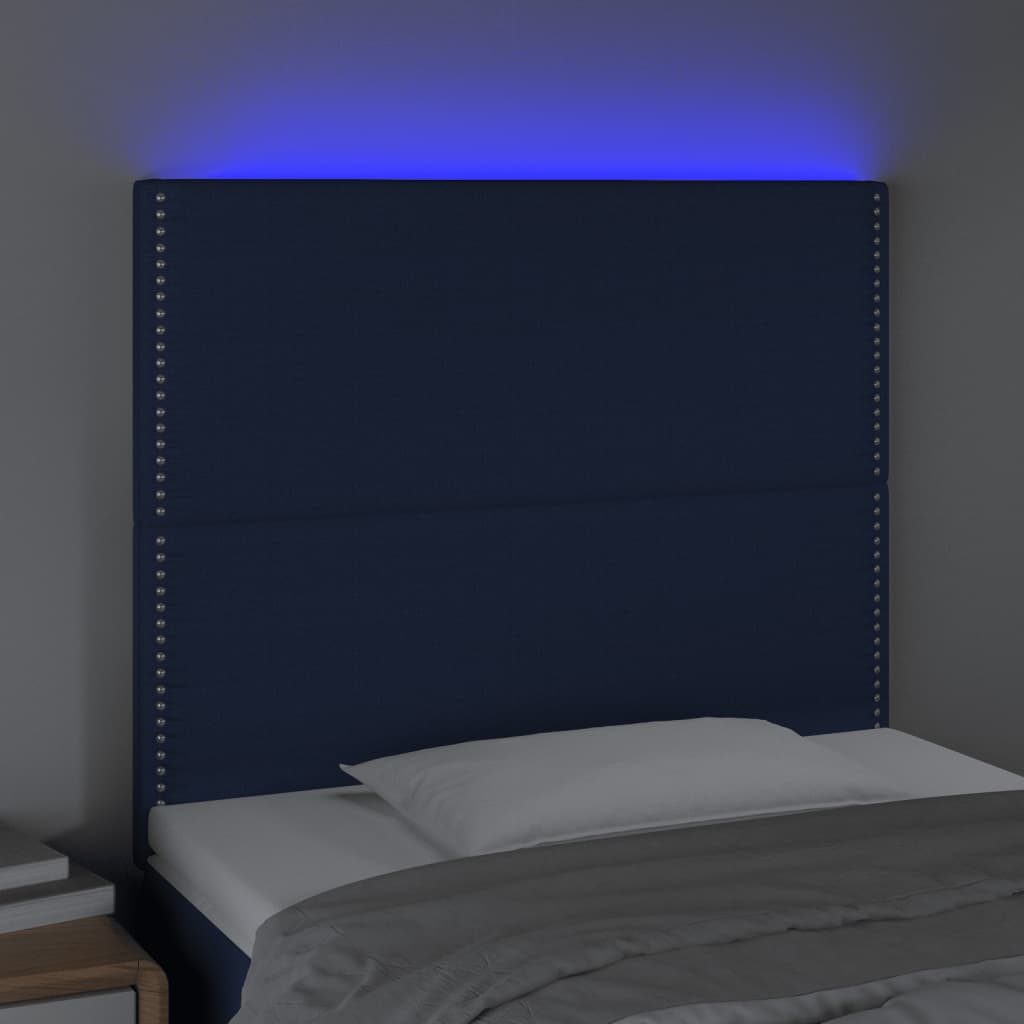 vidaXL LED-voodipeats, sinine, 90x5x118/128 cm, kangas