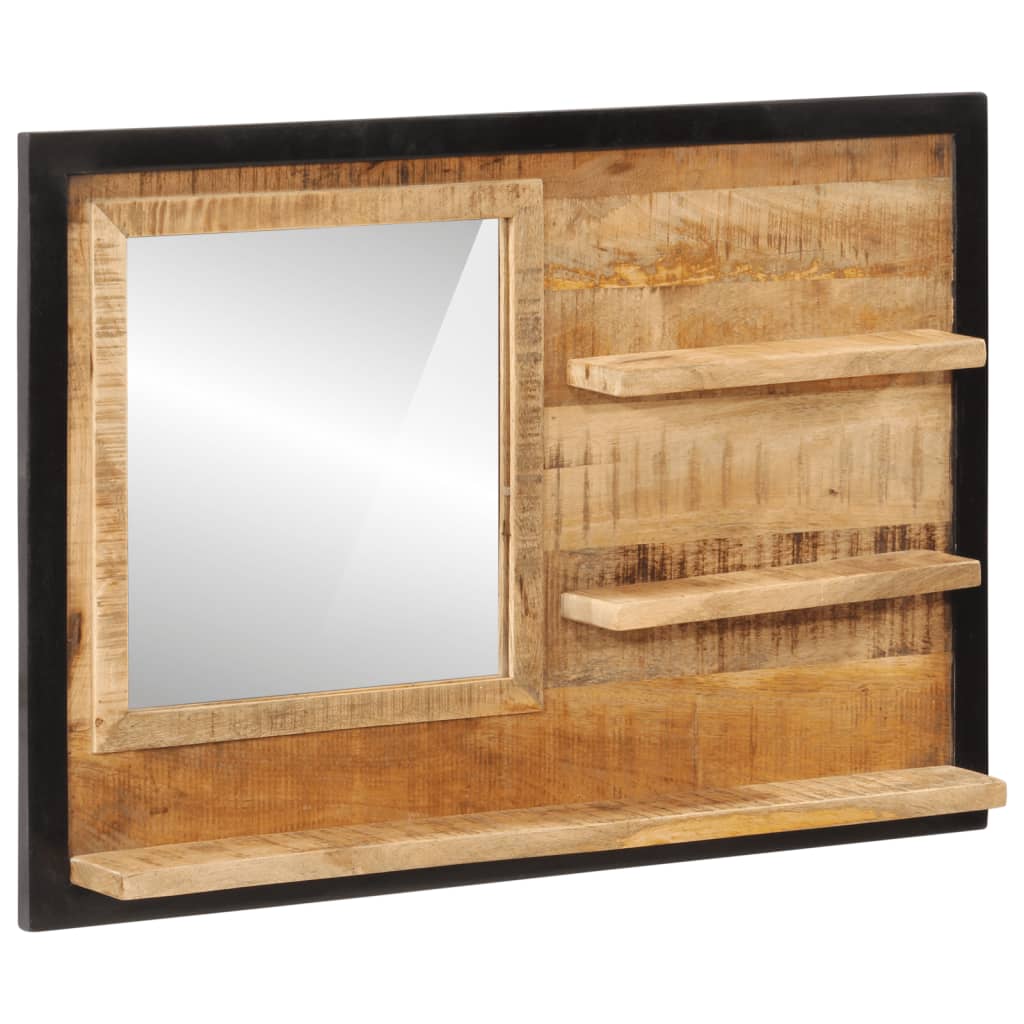 vidaXL riiulitega peegel, 80 x 8 x 55 cm, klaas ja mangopuit