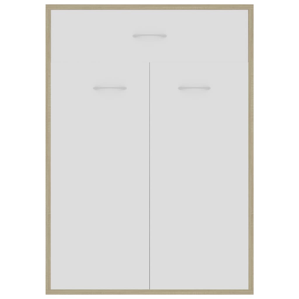 vidaXL kingakapp, valge, Sonoma tamm, 60 x 35 x 84 cm, puitlaastplaat