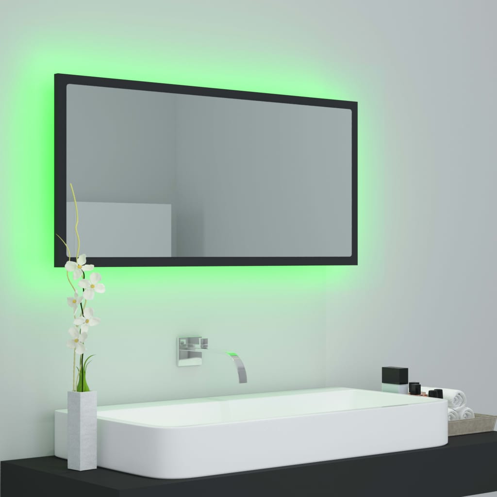 vidaXL LED vannitoa peeglikapp, hall, 90x8,5x37 cm, akrüül