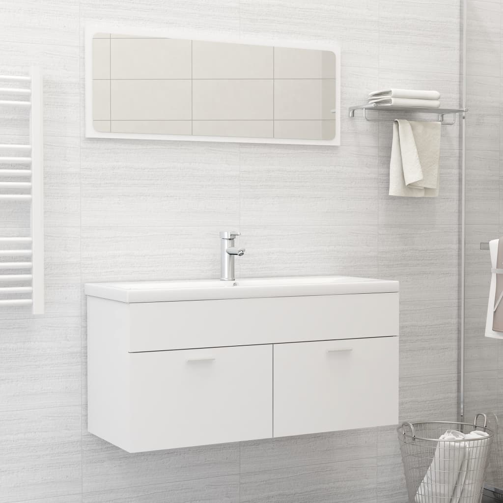 vidaXL vannitoamööbli komplekt, valge, puitlaastplaat