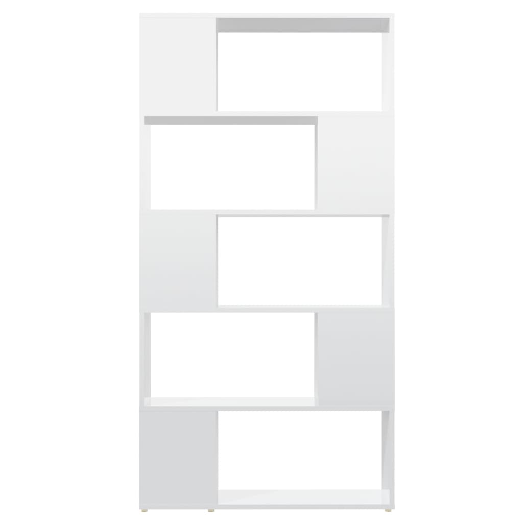 vidaXL raamaturiiul/ruumijagaja, kõrgläikega valge, 80 x 24 x 155 cm, puitlaastplaat