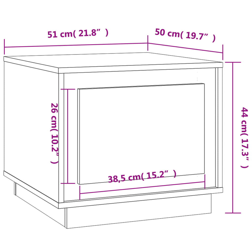 vidaXL kohvilaud, kõrgläikega valge, 51x50x44 cm, tehispuit